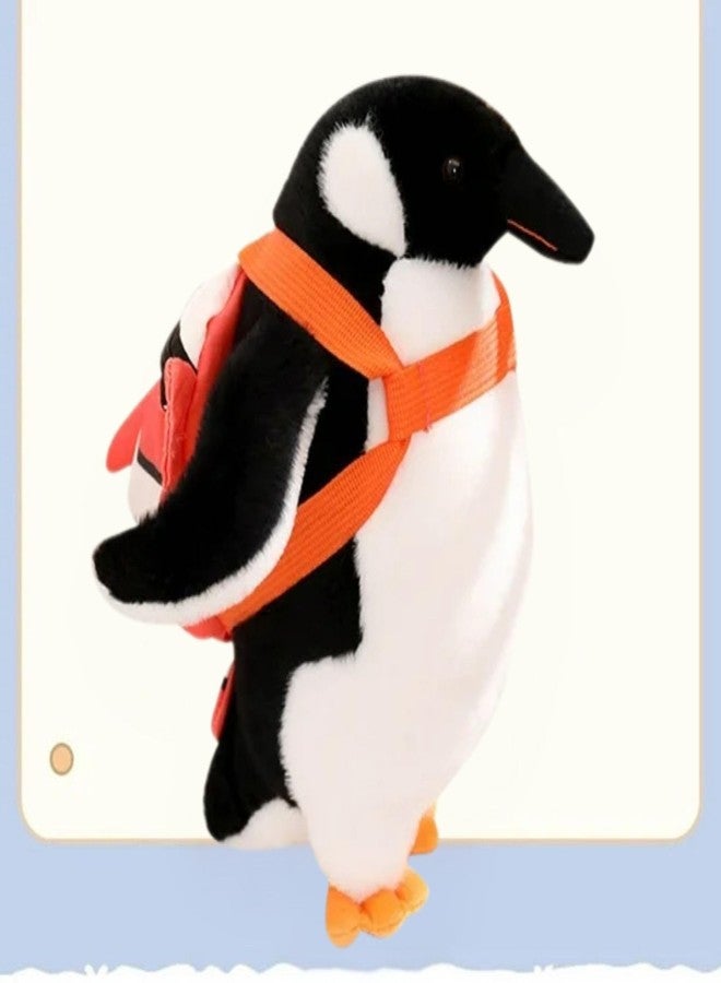 تيكلز لعبة البطريق اللطيف مع حقيبة ظهر، لعبة طائر محشوة ناعمة للأطفال، هدية عيد ميلاد للأولاد والبنات (اللون: أسود وأبيض، الحجم: 30 سم) - Image 5